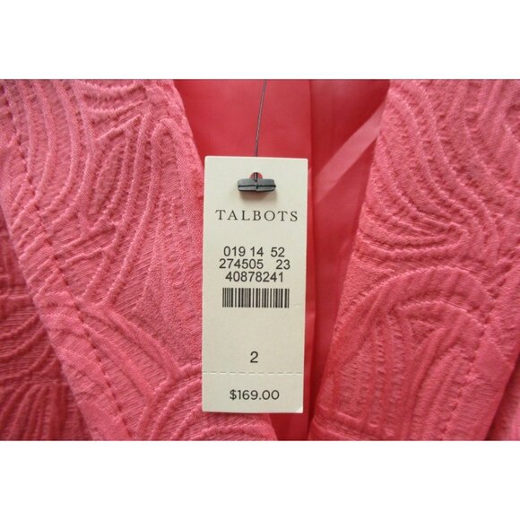 NWT TALBOTS Women's Pink Textured Floral Button Front Blazer Jacket 2 - Picture 3 of 6